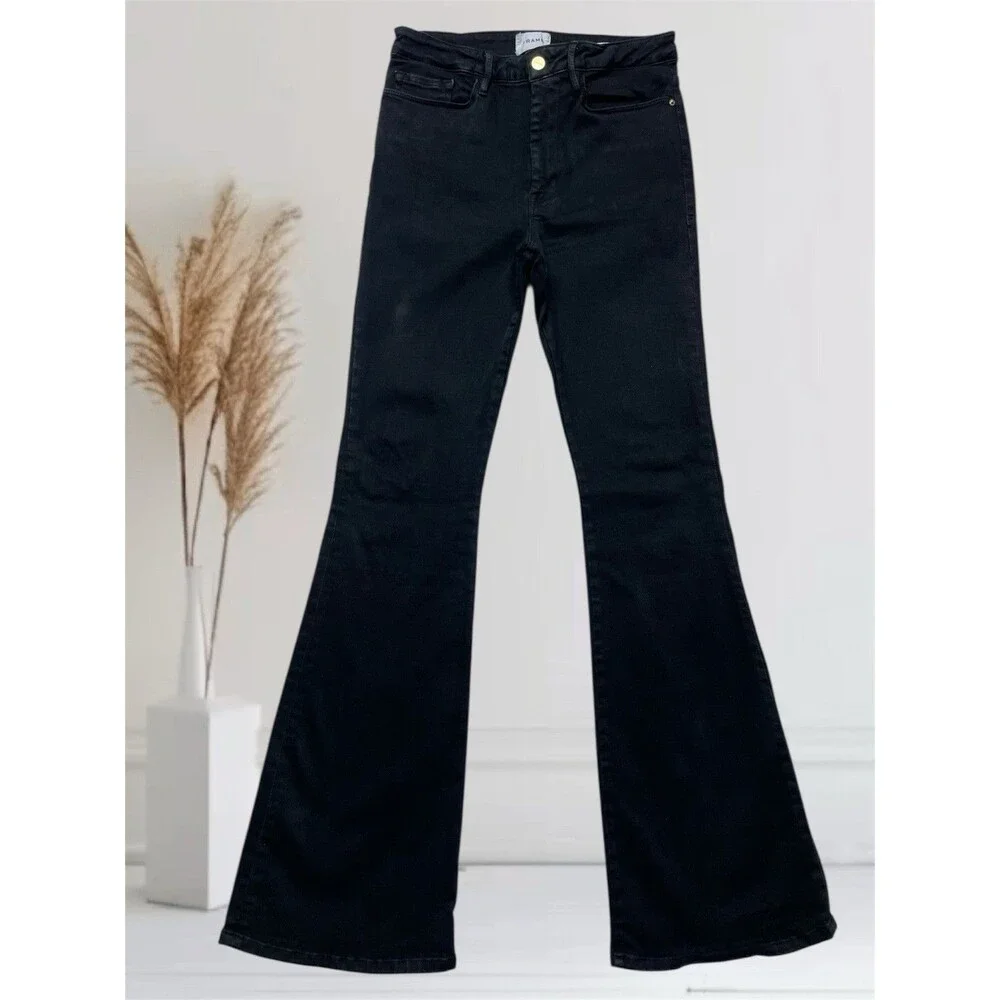 Frame Le One Flare Women's High-Rise Stretch Black Jeans Size 2
